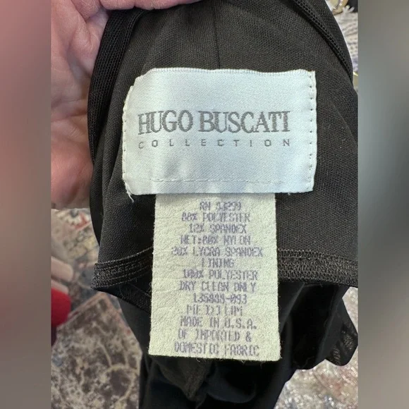 Hugo Buscati Elegant Black velvet gown EXCELLENT CONDITION!A bit stretchy Sz Med - Picture 8 of 10